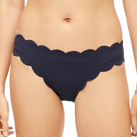 J. Crew Bikini Bottom XL Scallop piqué surf hipster Navy - Picture 2 of 7